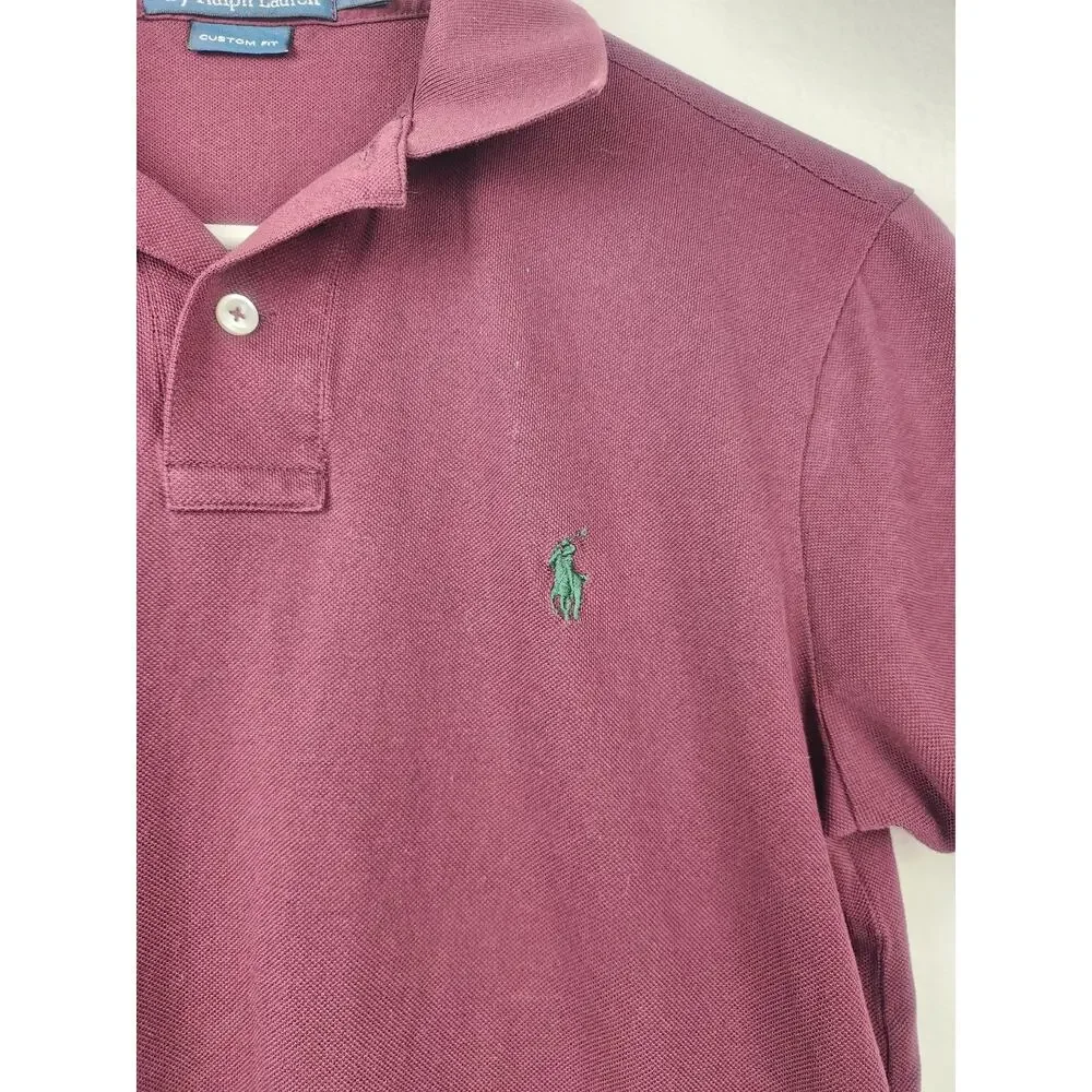 Vintage Polo Ralph Lauren Shirt Purple/Burgundy Men Size Small Logo Short Sleeve